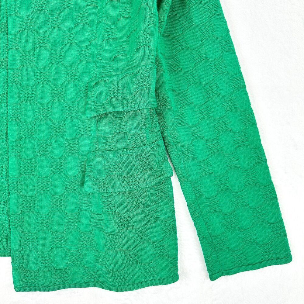 Misook Lilly Textured Jacket Cardigan Open Front Size Small Kelly Green - Picture 6 of 6